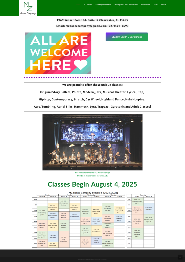 MZ Dance Company's old website